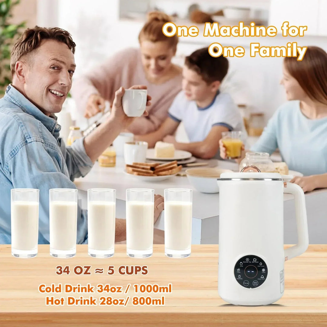 Luvikno | PlantPure Plante Melk Maker 8-i-1 | For Nøtt, Havre & Soyamelk | 1000 ml Kapasitet | BPA-fri