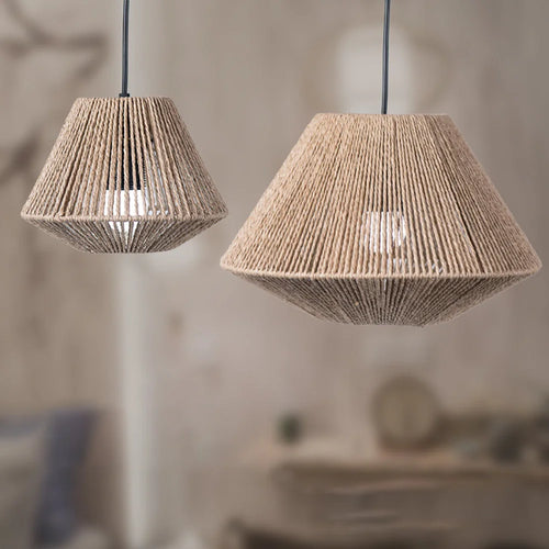 Luvikno | Rattan Pendellampe - Elegant Rattan Pendellampe med Geometrisk Design for Atmosfærisk Belysning
