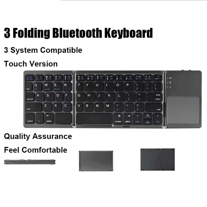 Trådløst sammenleggbart Bluetooth-tastatur med berøringspute – Kompakt, allsidig og ultrabærbar | Luvikno