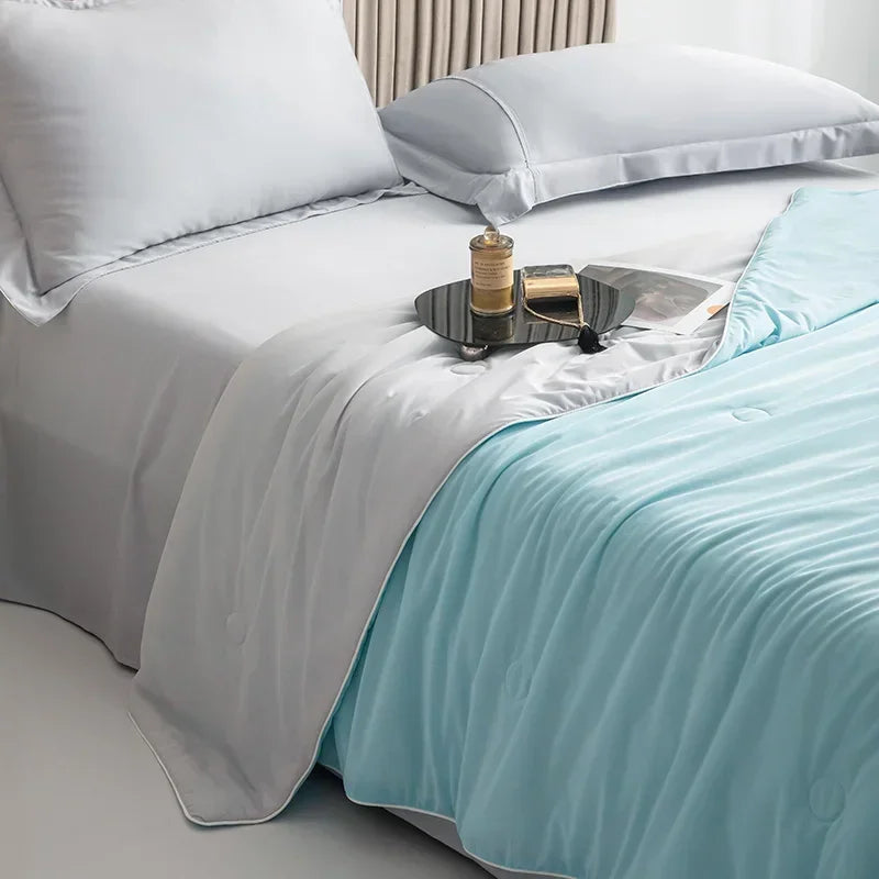 Air Condition Sommer Komforter — Ren Farge Is Silke Kjøleteppe, Lett & Glatt Twin/King Størrelse Quilt | Luvikno