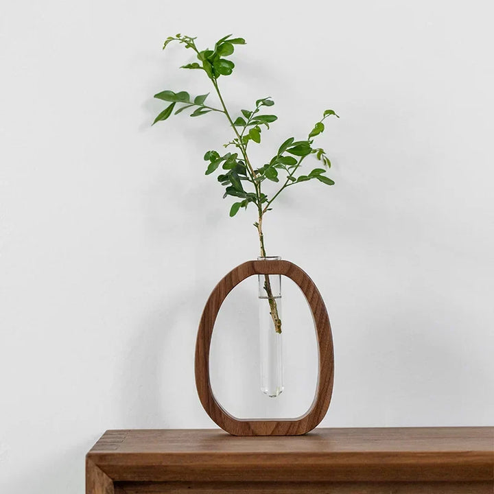 Oval Wood Frame Single Stem Vase | Luvikno
