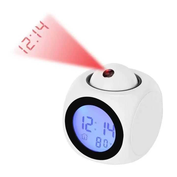 Digital projeksjonsklokke med alarm, snooze-funksjon og romtemperaturvisning – Perfekt for soverom og kontor | Luvikno