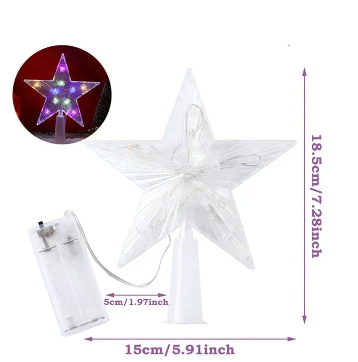 Lysende julegave – LED-belyst juletre topp for juletre, glitrende juledekorasjon for festbelysning og elegant dekor | Luvikno