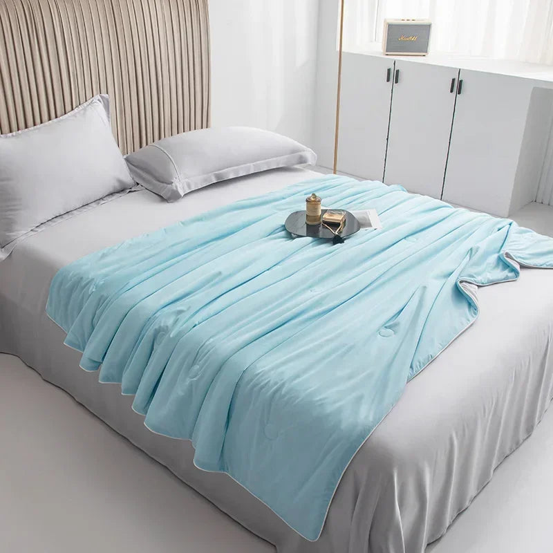 Air Condition Sommer Komforter — Ren Farge Is Silke Kjøleteppe, Lett & Glatt Twin/King Størrelse Quilt | Luvikno