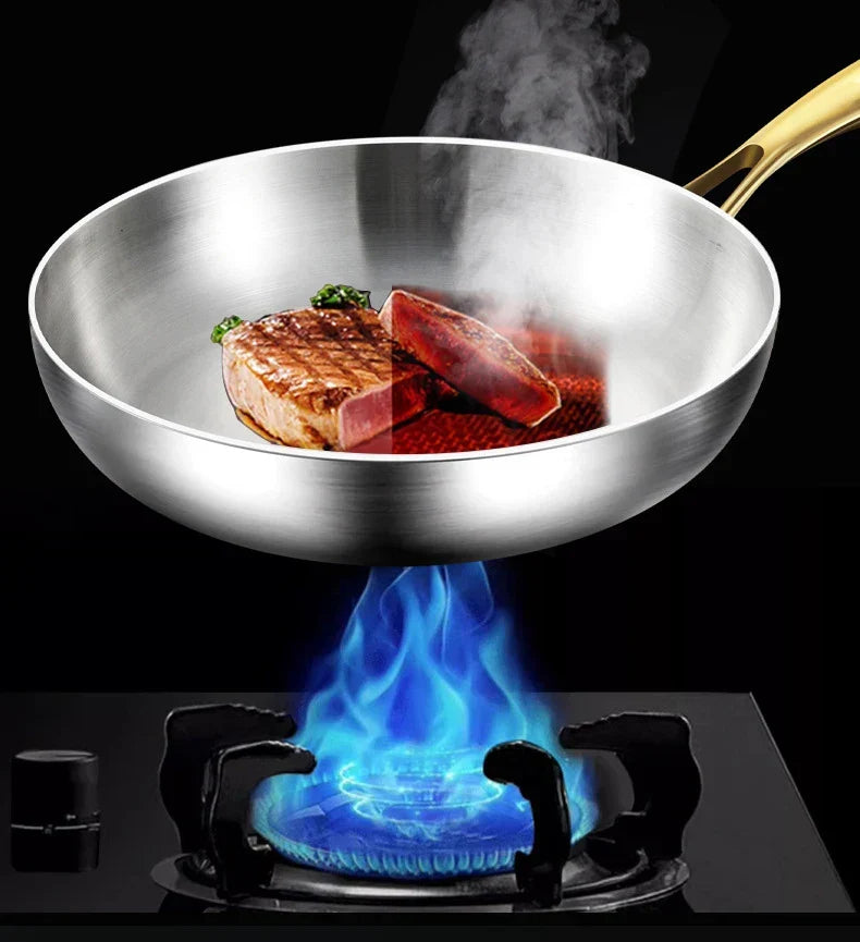 ChefSteel – Profesjonell Rustfritt Stål Stekepanne for Gass & Induksjon | Luvikno
