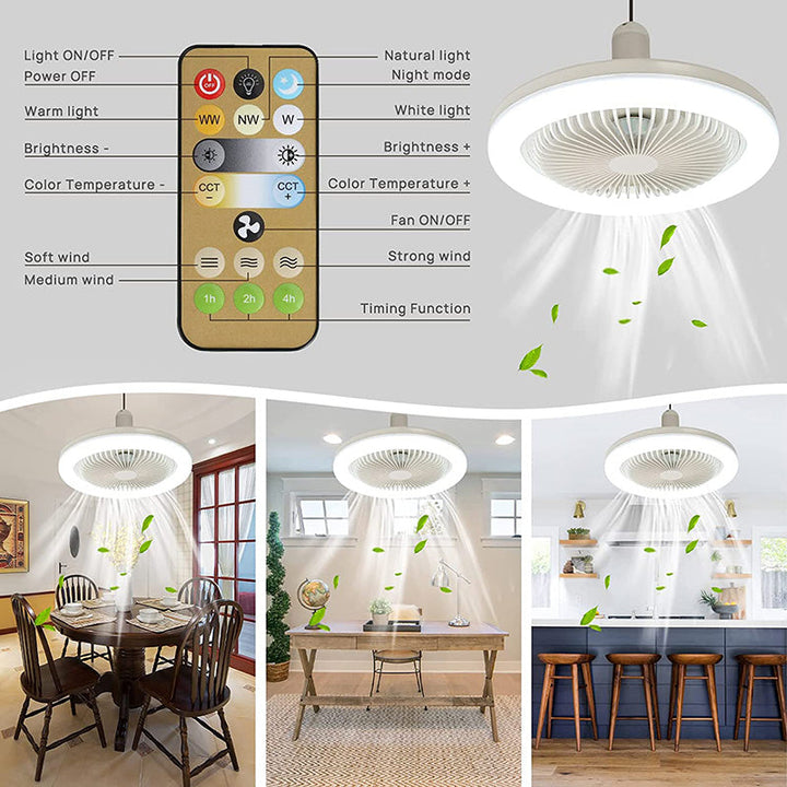 Energieeffektiv takvifte med LED-lampe og fjernkontroll | Passer til alle lampesokler | Luvikno