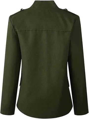 Rückansicht des armeegrün blazer mit stehkragen