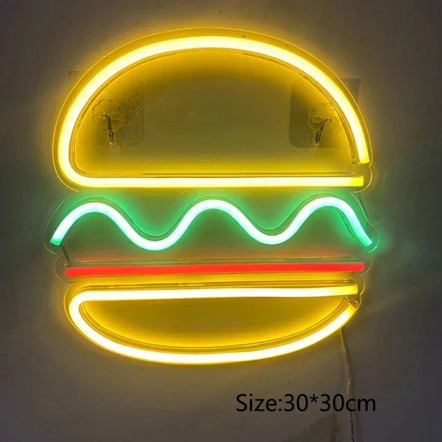 Neon Fast Food Skilt – Lysende Tacos Design, LED Nattlys for Restauranter og Kjøkken | Luvikno