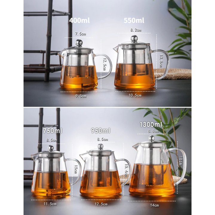 Luvikno | Teekanne Claritéa | Borosilicate glass | Med rustfritt stålfilter og trelokk | Varmeresistent og oppvaskmaskin trygg