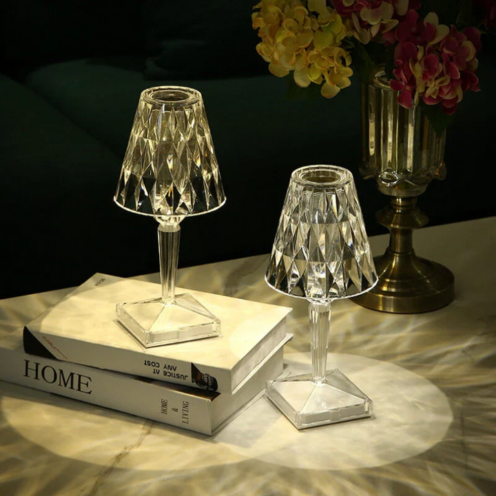 CrystalLuxe Bordlampe - Elegant Krystall Bordbelysning Luvikno