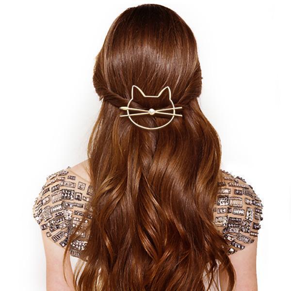Whiskered Cat Pearl Hair Clip | Luvikno