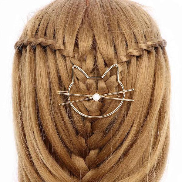 Whiskered Cat Pearl Hair Clip | Luvikno