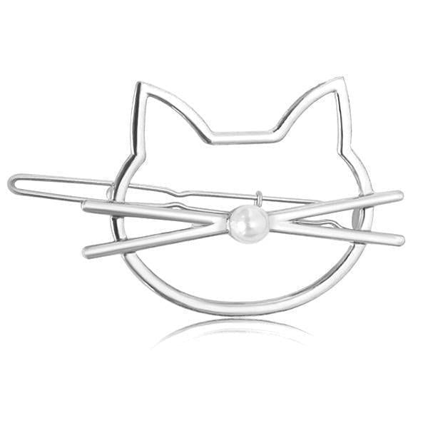 Whiskered Cat Pearl Hair Clip | Luvikno
