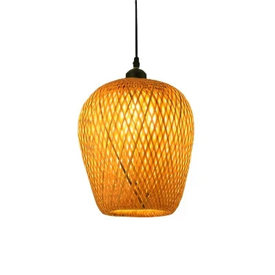 Rattan Kronelys | Håndlagd Boho Pendellampe for Stue & Stue | Luvikno