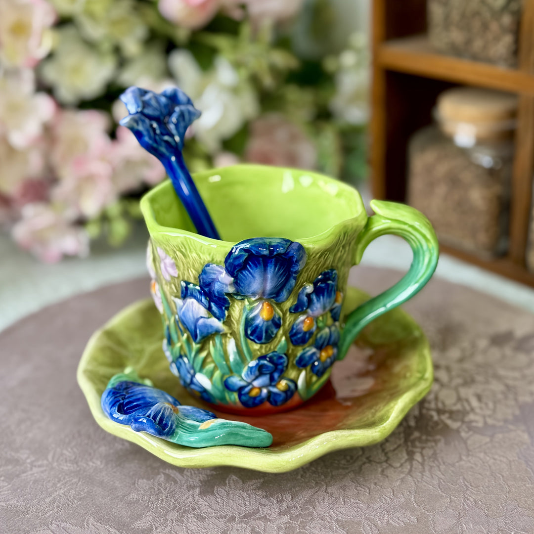 ArtSip keramikkopp og underkoppsett – Håndmalt 3D-design inspirert av Van Gogh | Luvikno