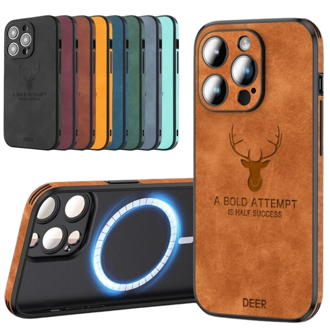 Luvikno | Deer - Luksuriøs Læder iPhone Deksel med Stilig Design og Sjokkbestandig Beskyttelse