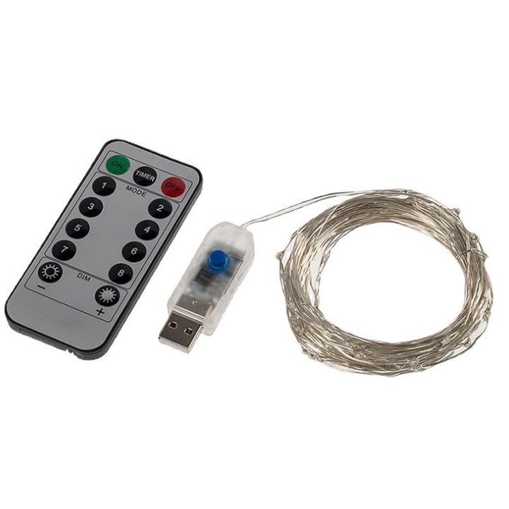 USB Fjernkontroll Kobbertråd Lyslenke for Helligdagsdekorasjon | Luvikno