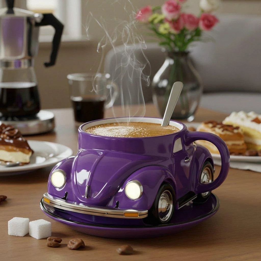 RetroAuto Keramikkopp – Unik 3D-design for kaffe og te | Luvikno