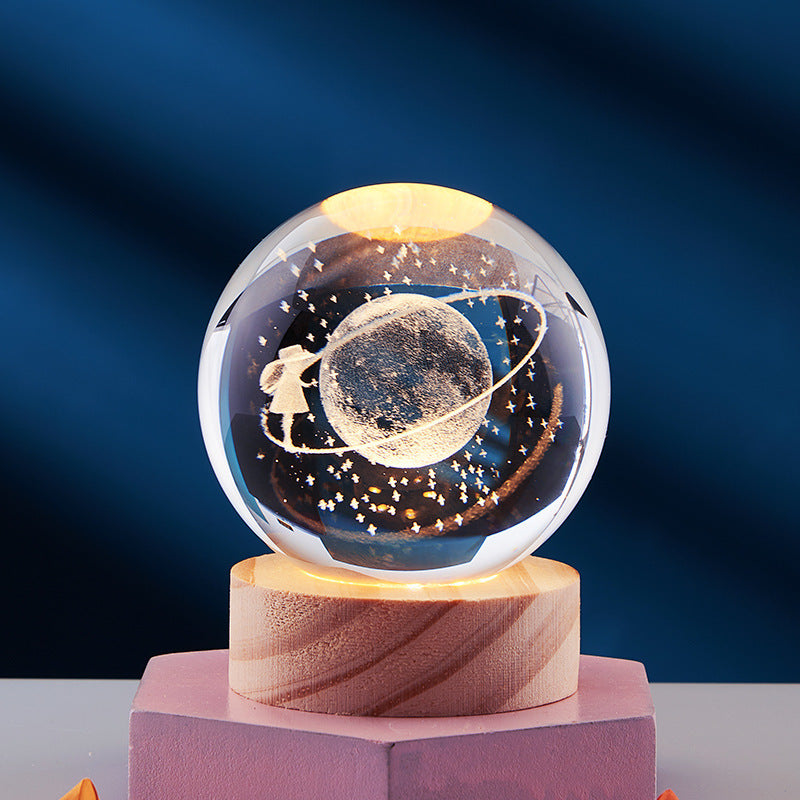 3D Krystall Ball Nattlampe Luvikno