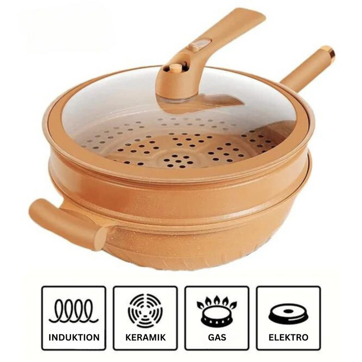 Luvikno | Multifunksjonell Wokpanne med Non-Stick Belegg - CookFlex