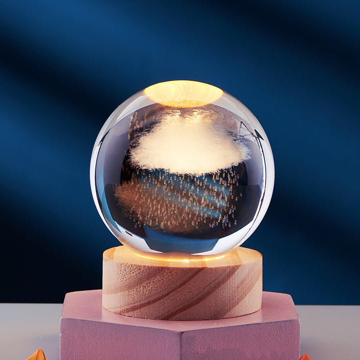 3D Krystall Ball Nattlampe Luvikno