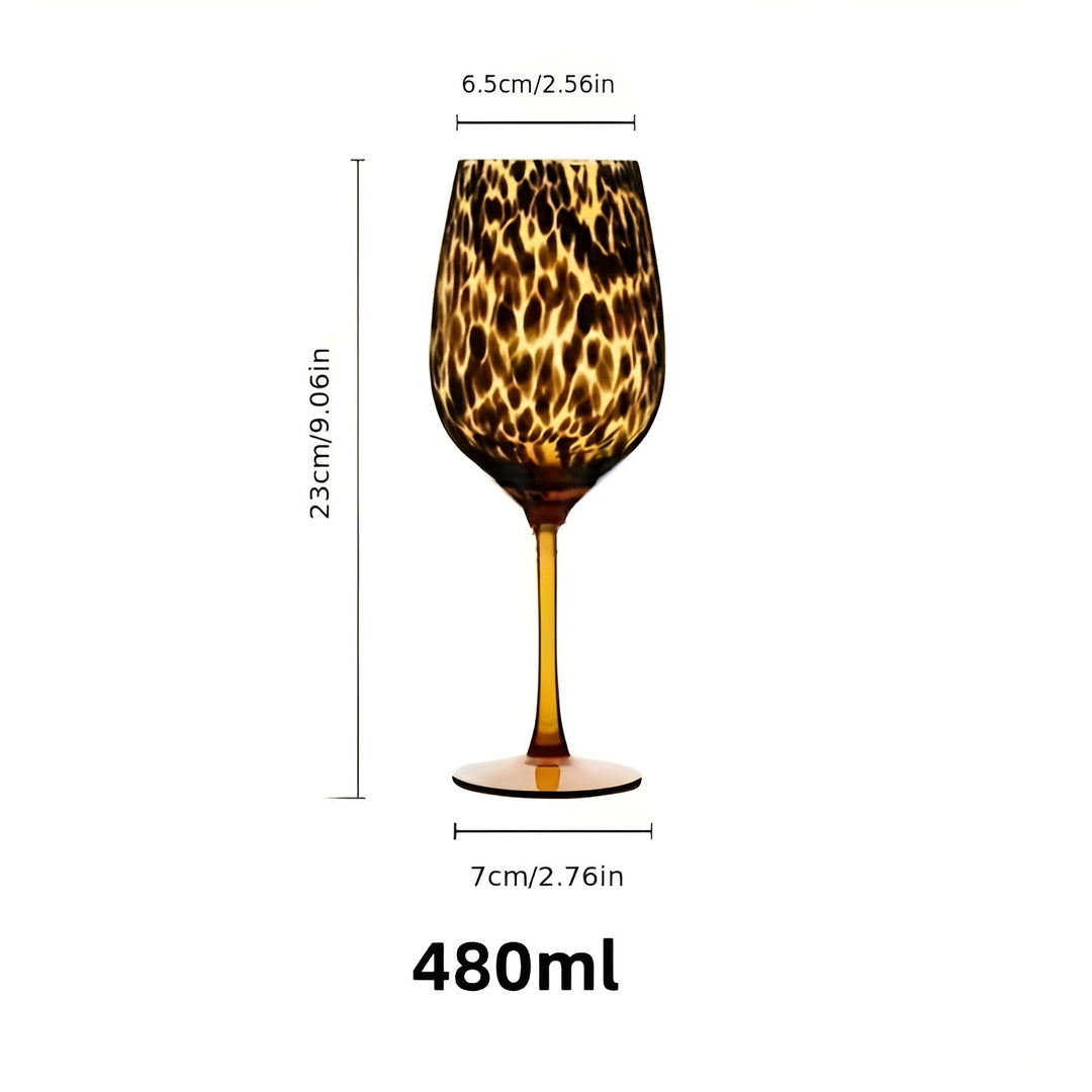 Set med 2 vinglass i leoparddesign – vintage utseende & dekorativ | Perfekt for spesielle anledninger | Luvikno