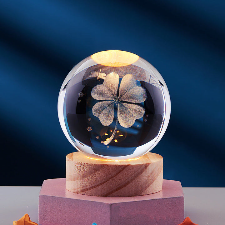 3D Krystall Ball Nattlampe Luvikno