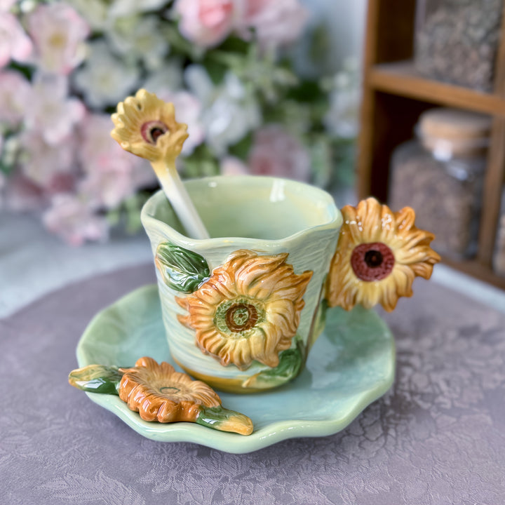 ArtSip keramikkopp og underkoppsett – Håndmalt 3D-design inspirert av Van Gogh | Luvikno