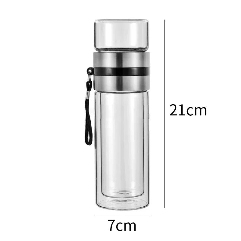 Termisk flaske med tefilter – Glass & Tre – Dobbelvegg – 500 ml – ClearTherm | Luvikno