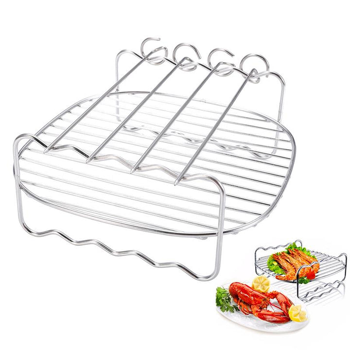 Dobbeltlagd rustfritt stål spyd grillstativ BBQ brett | Luvikno
