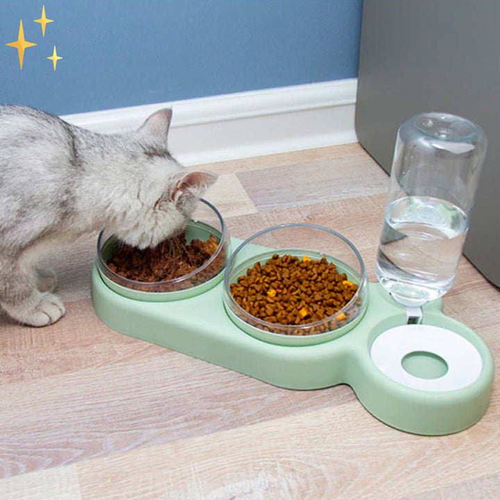 Dual Pet Bowl med automatisk vann dispenser - HydraFeeder Luvikno