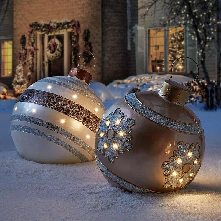 Luvikno | Jule Oppblåsbar Dekorasjon Ball | Utendørs Hage Ornament | 60cm PVC
