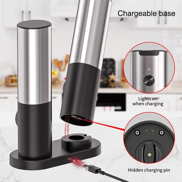 Elektrisk salt pepperkvern sett USB oppladbar automatisk krydderkvern | Luvikno