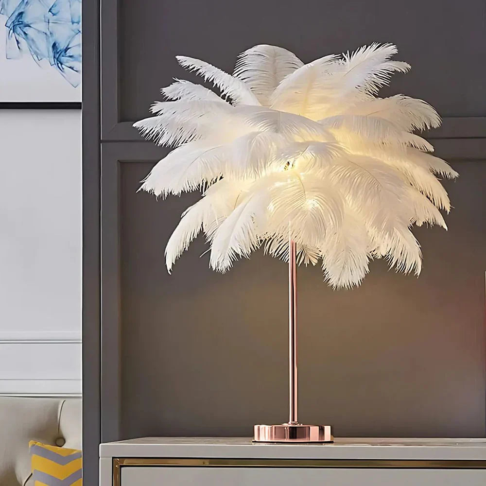 Fjærskjerm Moderne Bordlampe Luvikno