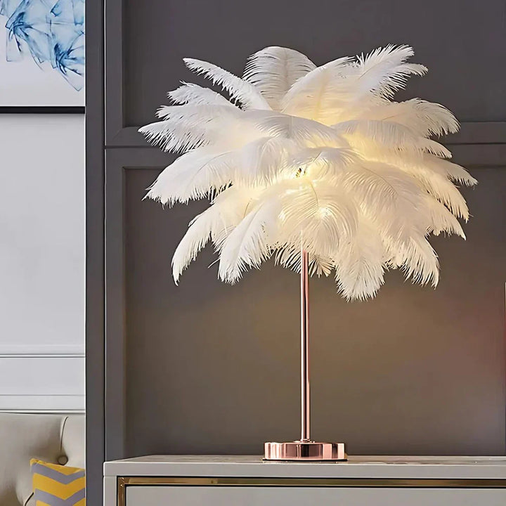 Fjærskjerm Moderne Bordlampe Luvikno