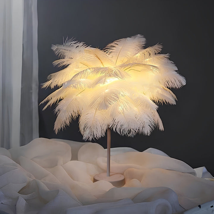 Fjærskjerm Moderne Bordlampe Luvikno