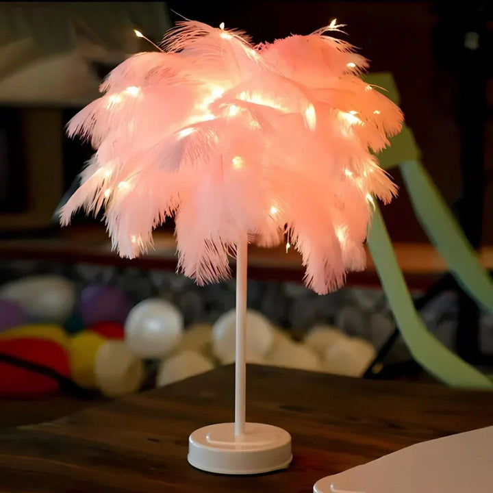 Fjærskjerm Moderne Bordlampe Luvikno