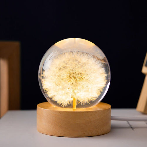 Krystallkjønn lampe med evige blomster – Lumora | Luvikno