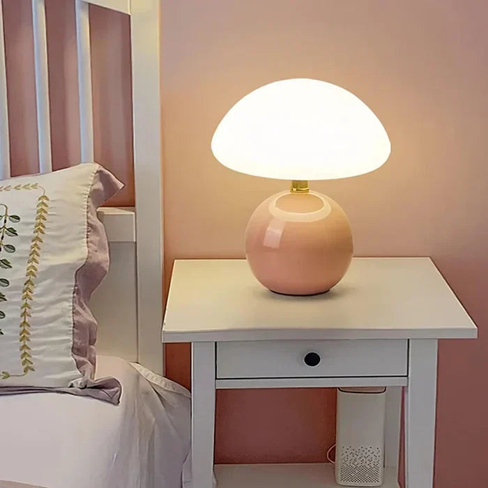 Luvikno | Krem Sopp Lampe - Fransk Vintage Lampe