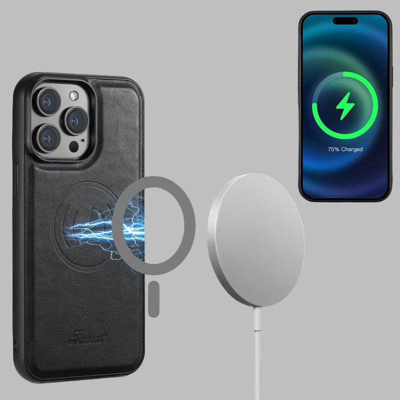 LuxCase lærveske med kortlomme og stativ – Passer for iPhone | Luvikno