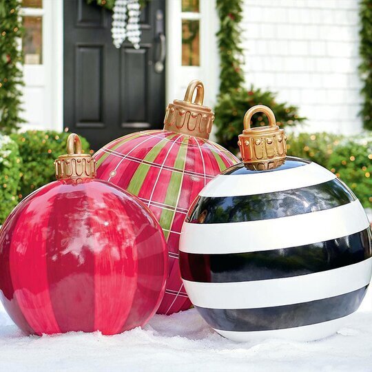 Luvikno | Jule Oppblåsbar Dekorasjon Ball | Utendørs Hage Ornament | 60cm PVC