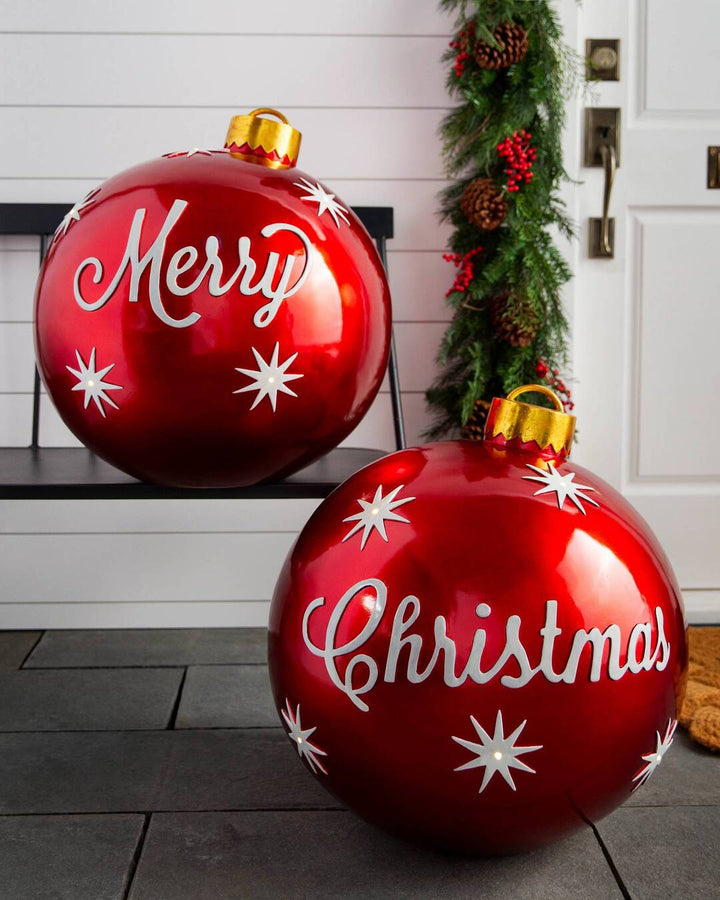 Luvikno | Jule Oppblåsbar Dekorasjon Ball | Utendørs Hage Ornament | 60cm PVC