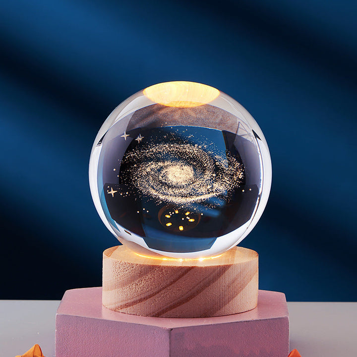 3D Krystall Ball Nattlampe Luvikno