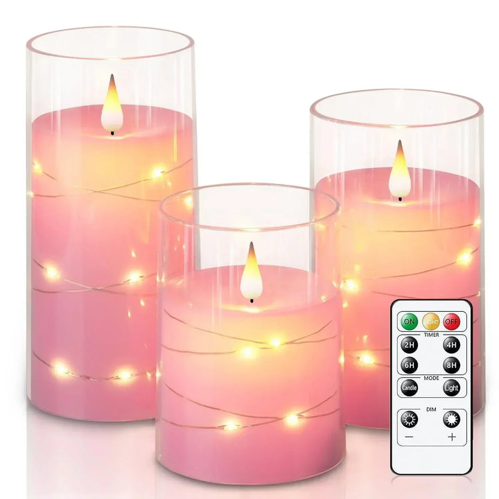 Stearinlyssett med realistisk LED-flamme Luvikno