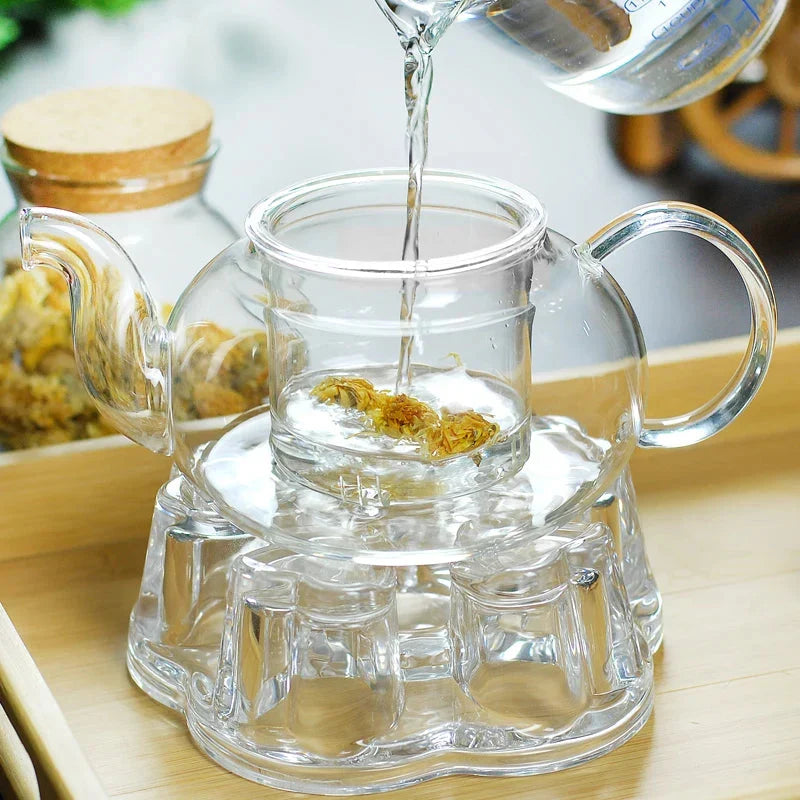 Varmebestandig glass tekanne glass tekanne med infuser tekanne sett | Luvikno