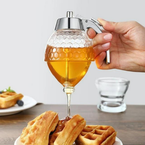 Dryppfri honningdispenser med bikube-design – 200 ml plast | Luvikno