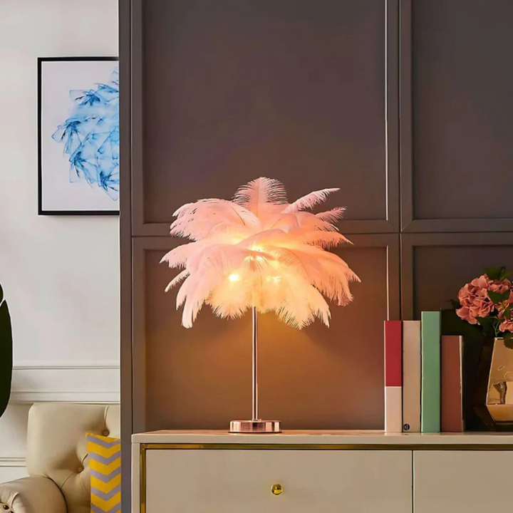 Fjærskjerm Moderne Bordlampe Luvikno