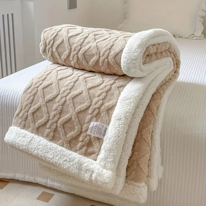 Luvikno | Fleece Kaste Teppe Sherpa Vendbar Sengeoverdrag