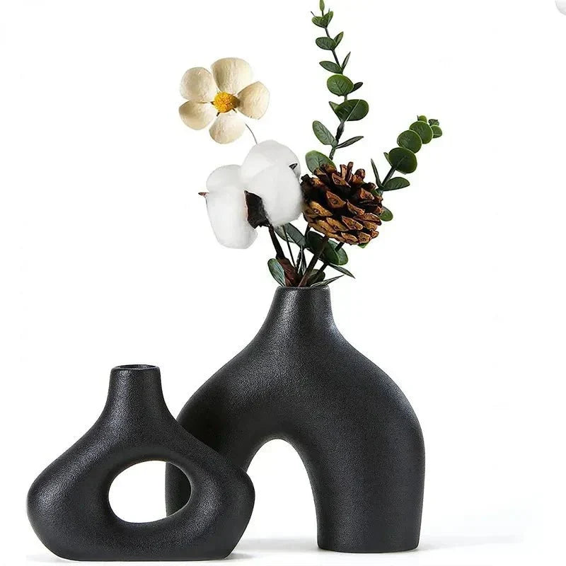 Uregelmessig Minimalistisk Keramikkvase Sett for Modern Dekor | Luvikno
