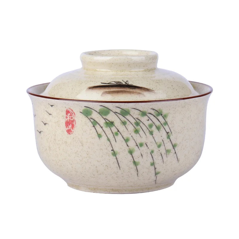 Japansk stil ramen bolle med lokk keramisk nudelskål servise | Luvikno
